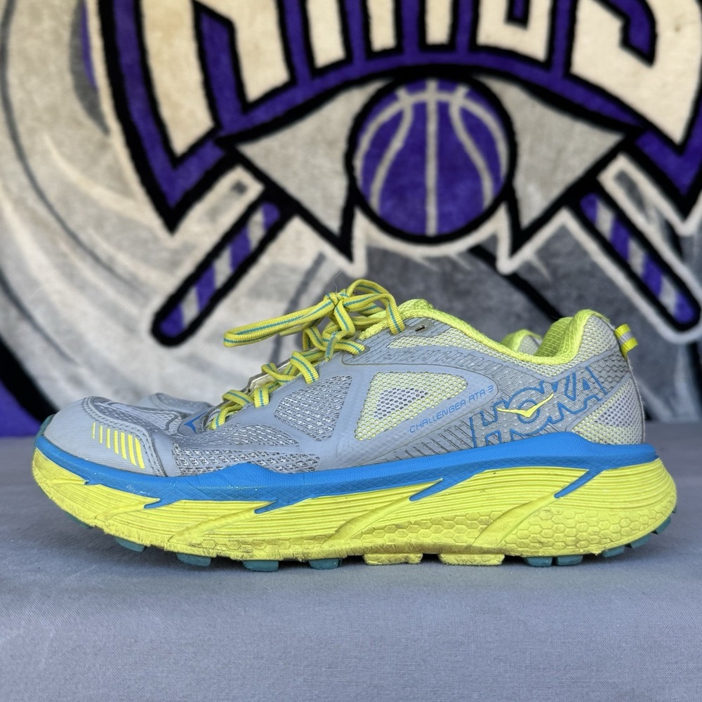 Size 7.5 - Hoka One One W Challenger ATR 3 Grey/Yellow/Blue Shoes 1014762
